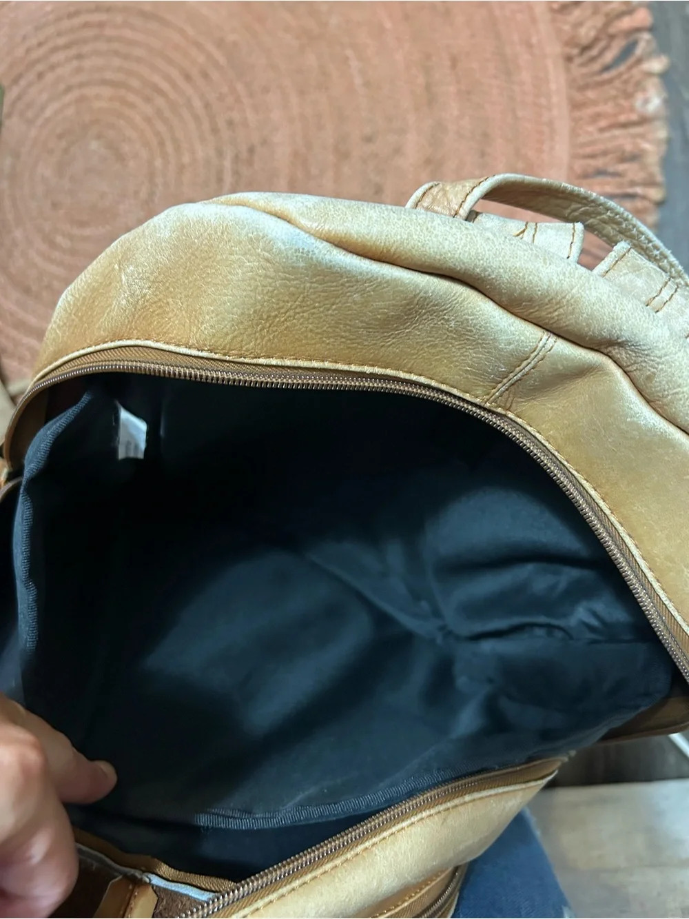 Leather Men's Backpack Tan Made in Columbia Soft